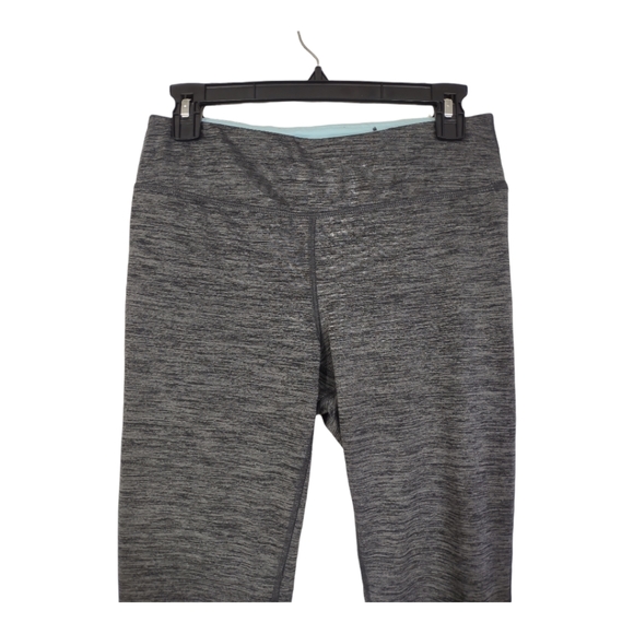 Gaiam Om Yoga Capri Leggings Gray Medium Auqa Purple Side Detail - Picture 7 of 10
